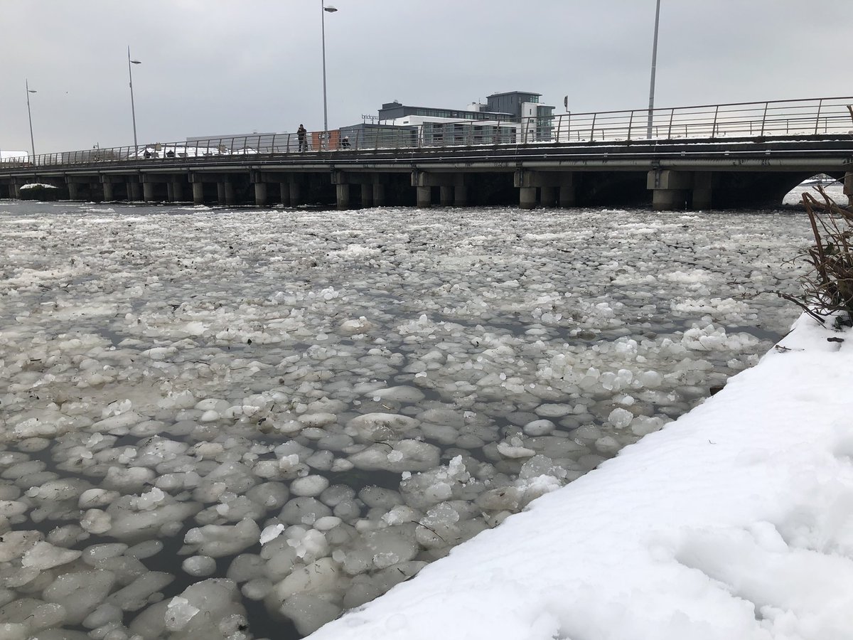 The frozen Avoca River in Arklow town