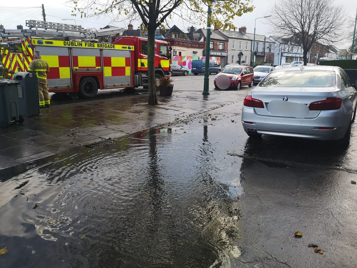 Dublin Fire Brigade: Firefighters from HQ have cleared a localised flood in Irishtown.  Road drains were located and cleared and the excess water quickly drained