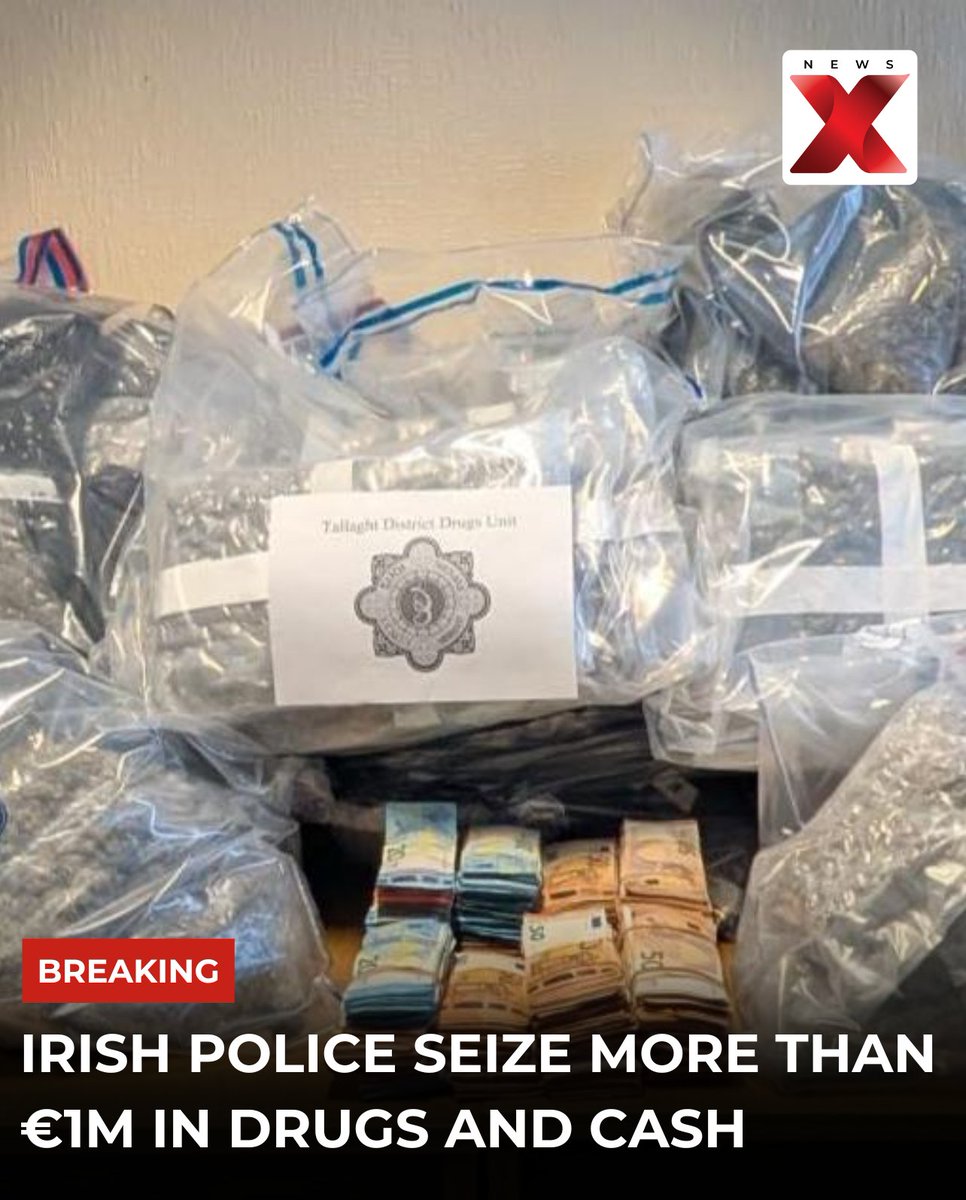 Dublín: La policía incauta más de un millón de euros en drogas y dinero en efectivo en una redada en Tallaght. Se recuperan cannabis, cocaína y ketamina por valor de 950.000 euros, junto con más de 231.000 euros en efectivo. Dos sospechosos de unos 20 años siguen detenidos